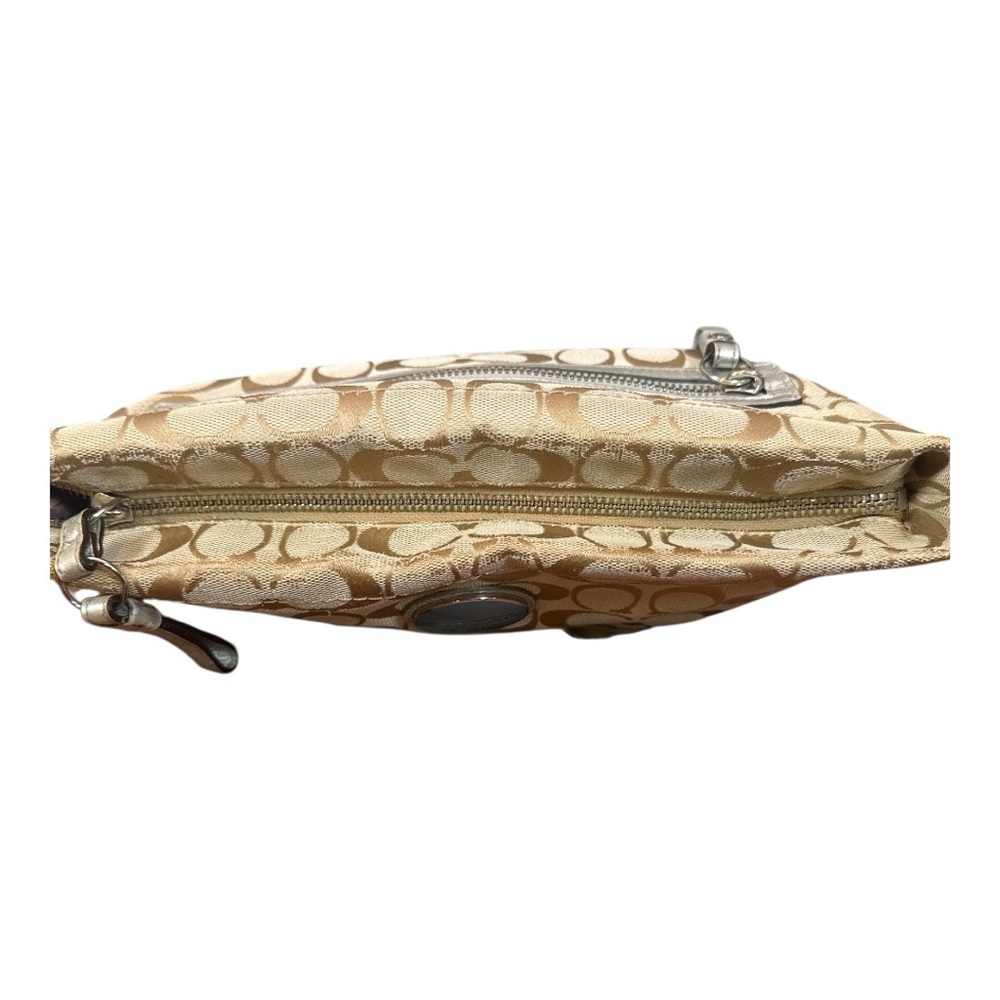 COACH Signature C Jacquard Tan Patchwork Stripe Shoulder Bag EUC - Picture 9 of 14